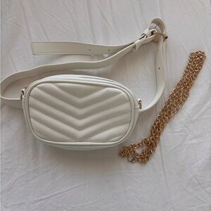 White Quilted Belt Bag